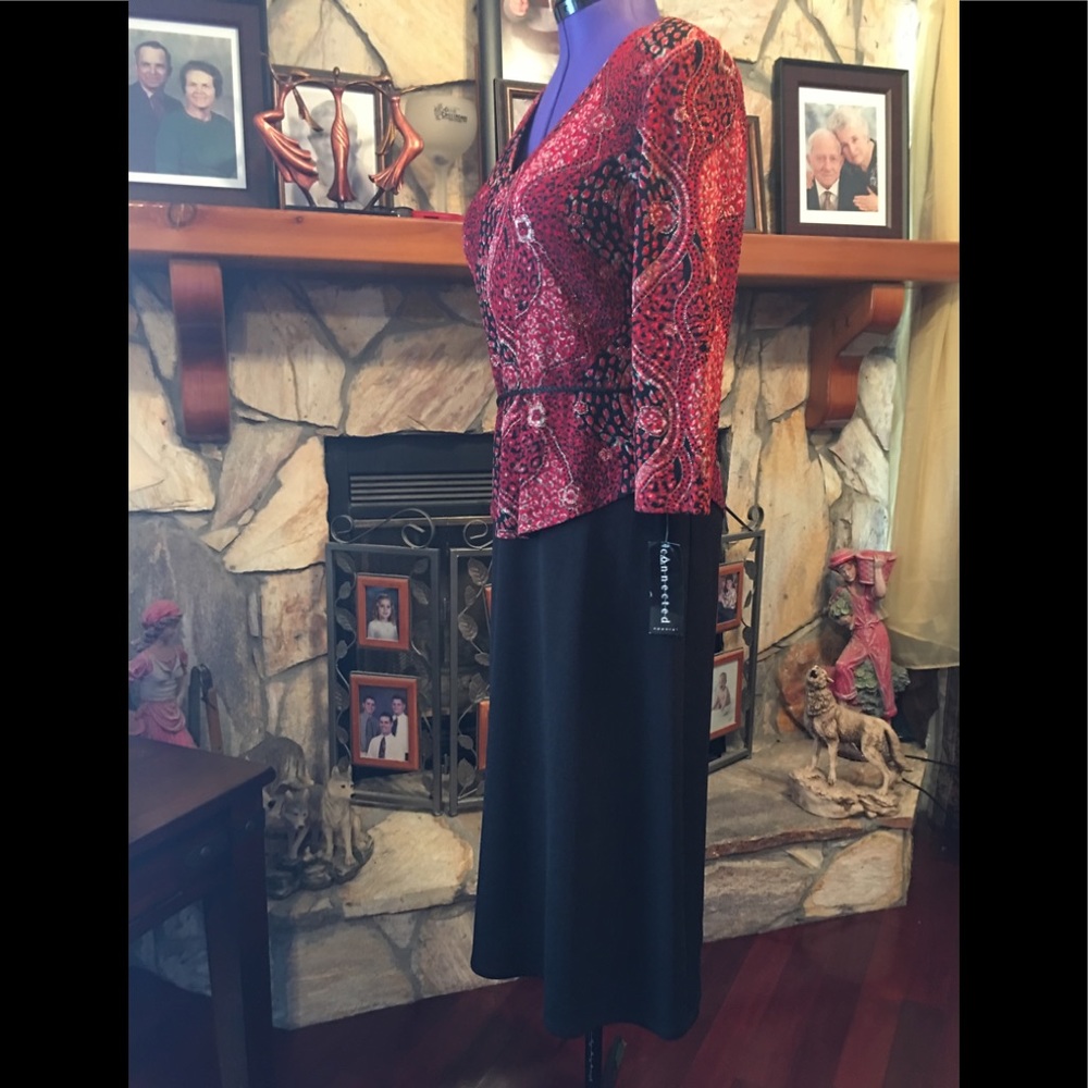 Connected Apparel midi dress 2 pc Red Black